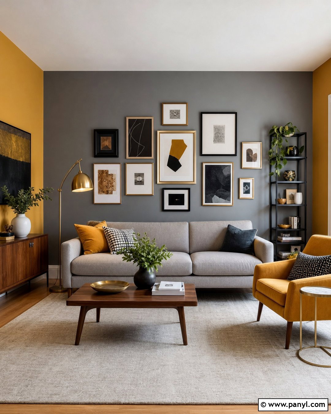 Mustard And Grey Gallery Wall Living Room - 20 Mustard And Grey Walls