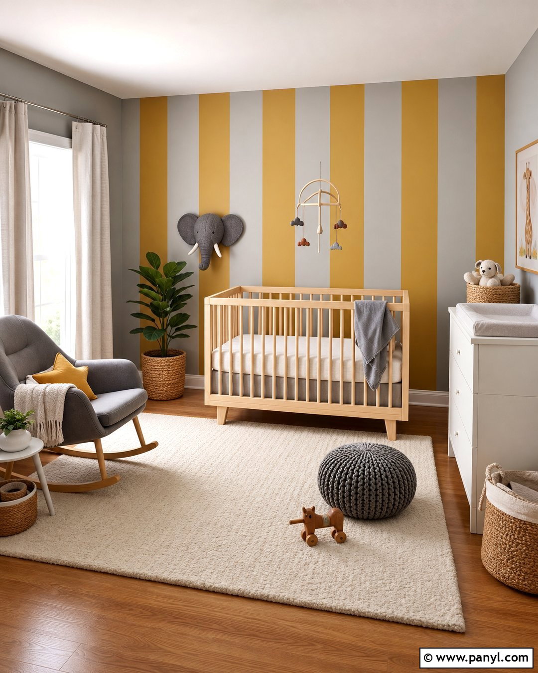 Mustard And Grey Striped Nursery Walls - 20 Mustard And Grey Walls