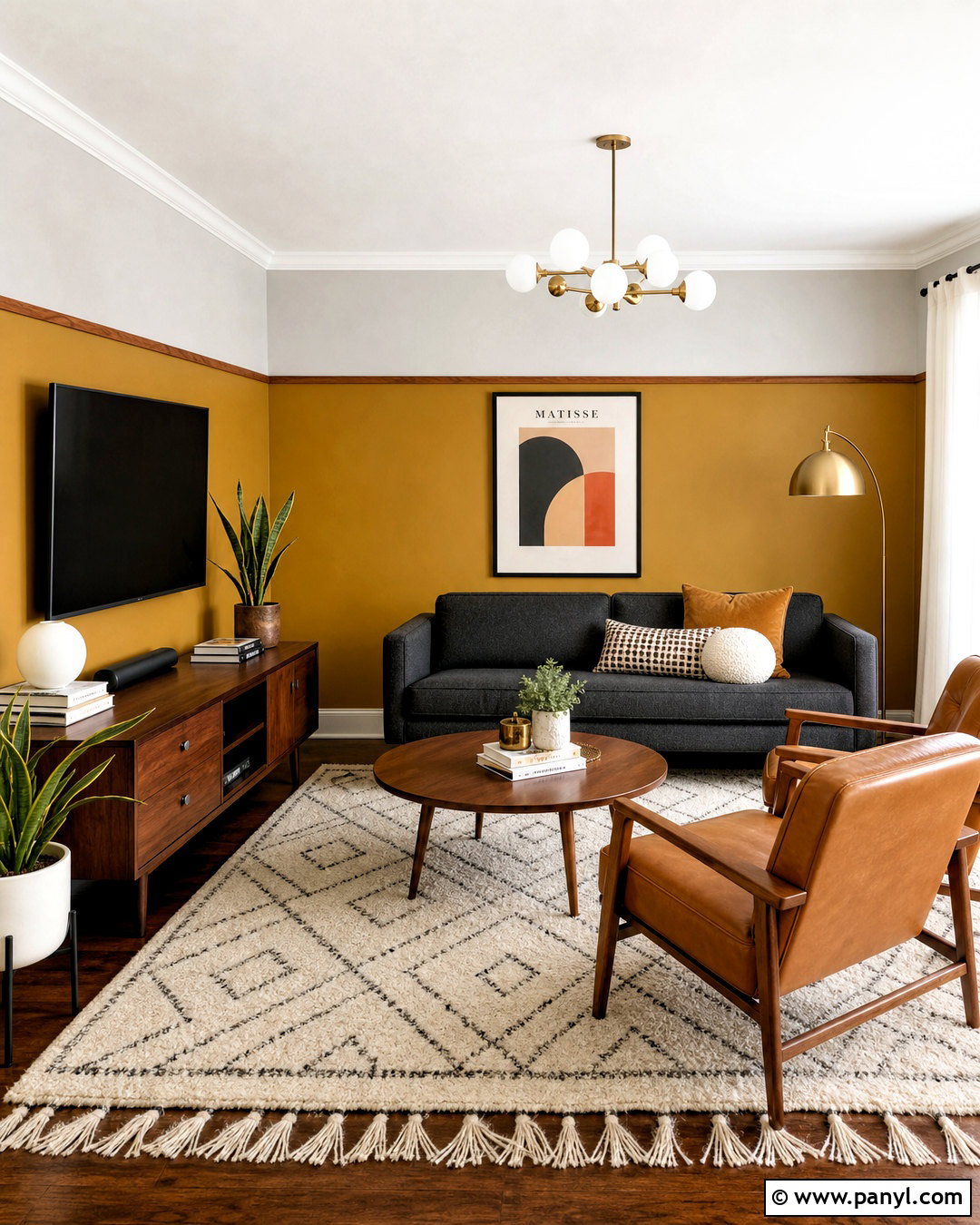 Mustard And Soft Gray Two Tone Living Room Walls - 20 two tone living room walls