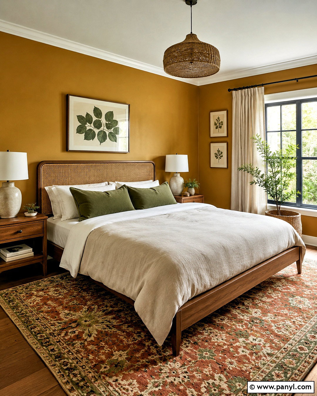 Mustard Bedroom Walls With Walnut Wood - 20 mustard paint color walls