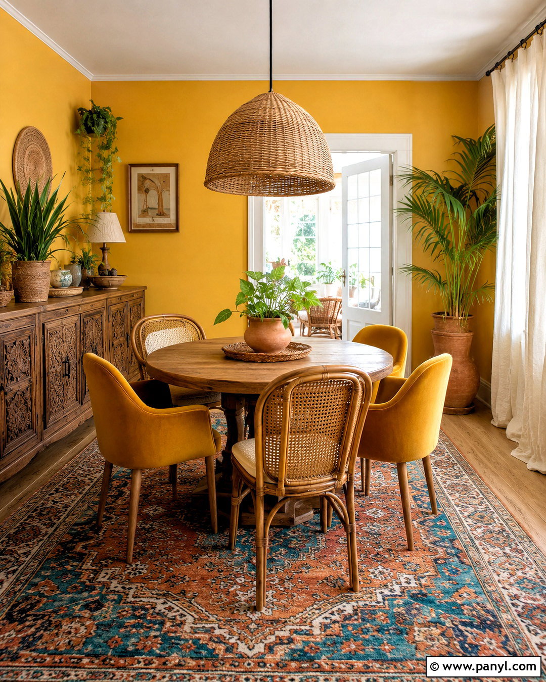 Mustard Boho Dining Room - 20 mustard dining room ideas