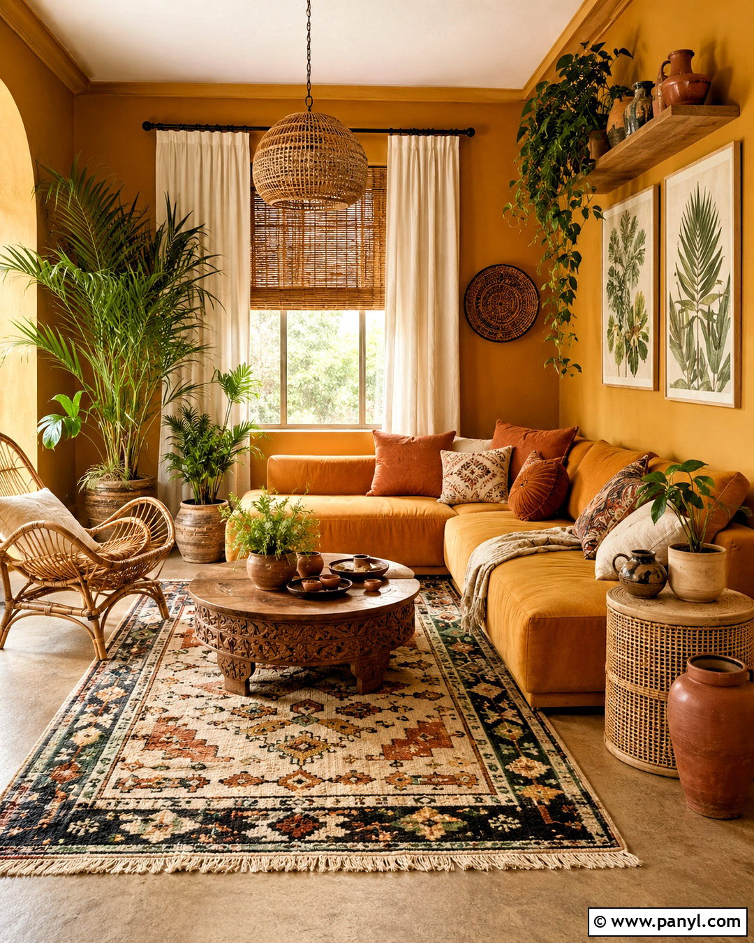 Mustard Boho Living Room - 20 mustard color living room ideas