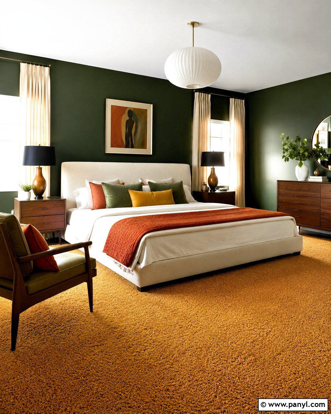 Mustard Carpet With Deep Green Walls - 20 What Color Carpet Goes With Green Walls