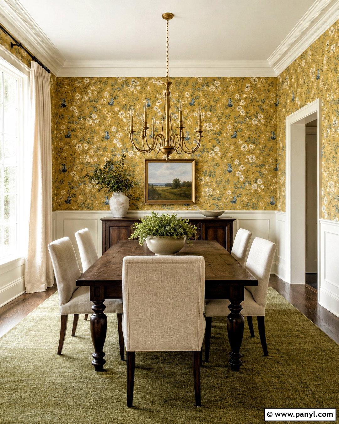 Mustard Dining Room Wallpaper - 20 mustard dining room ideas