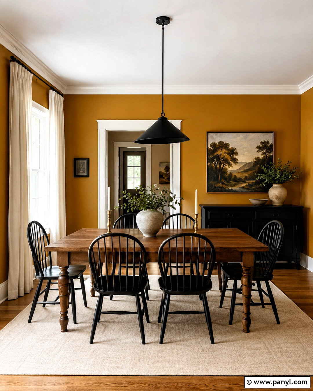 Mustard Dining Room Walls With Black Accents - 20 mustard paint color walls