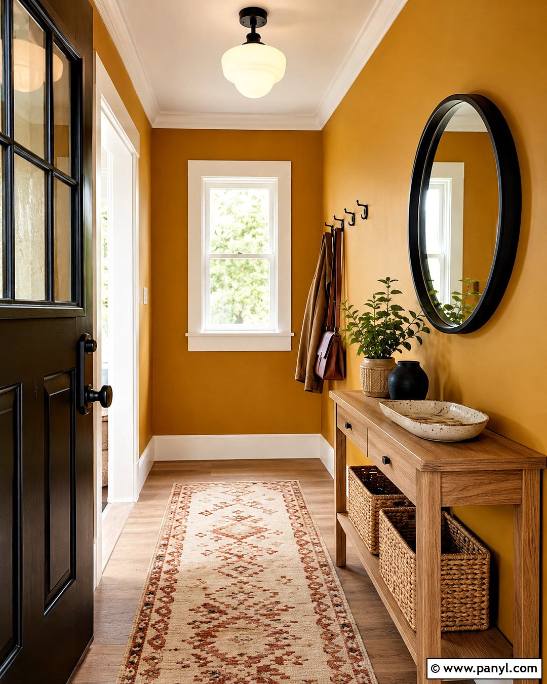 Mustard Entryway Walls With White Trim - 20 mustard paint color walls