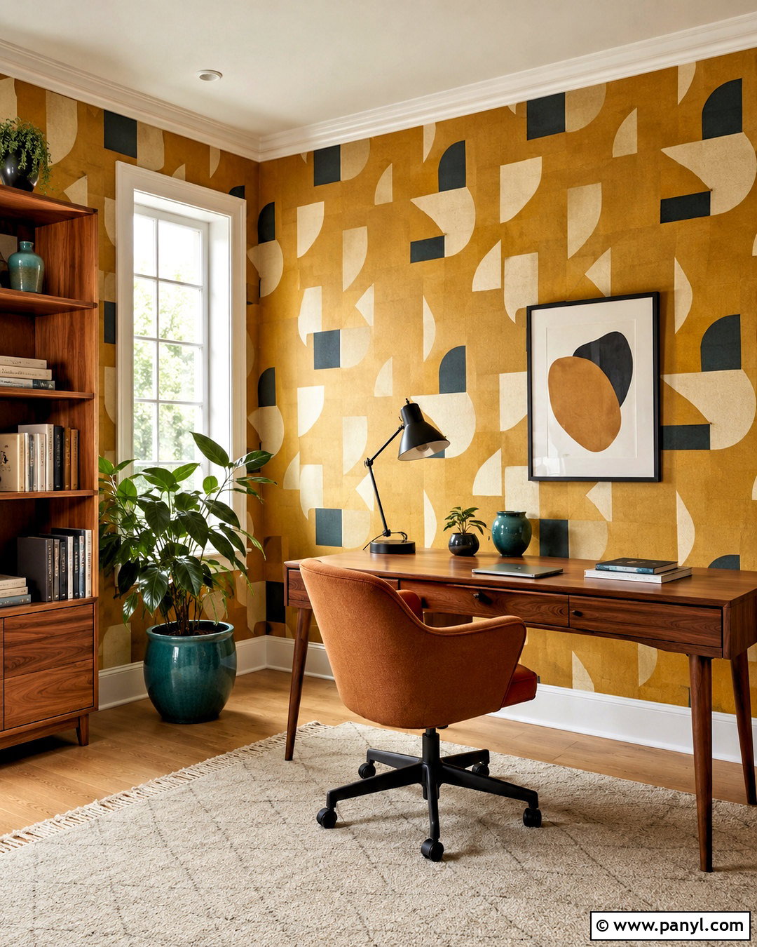 Mustard Geometric Wallpaper - 40 Wallpaper Colour Ideas