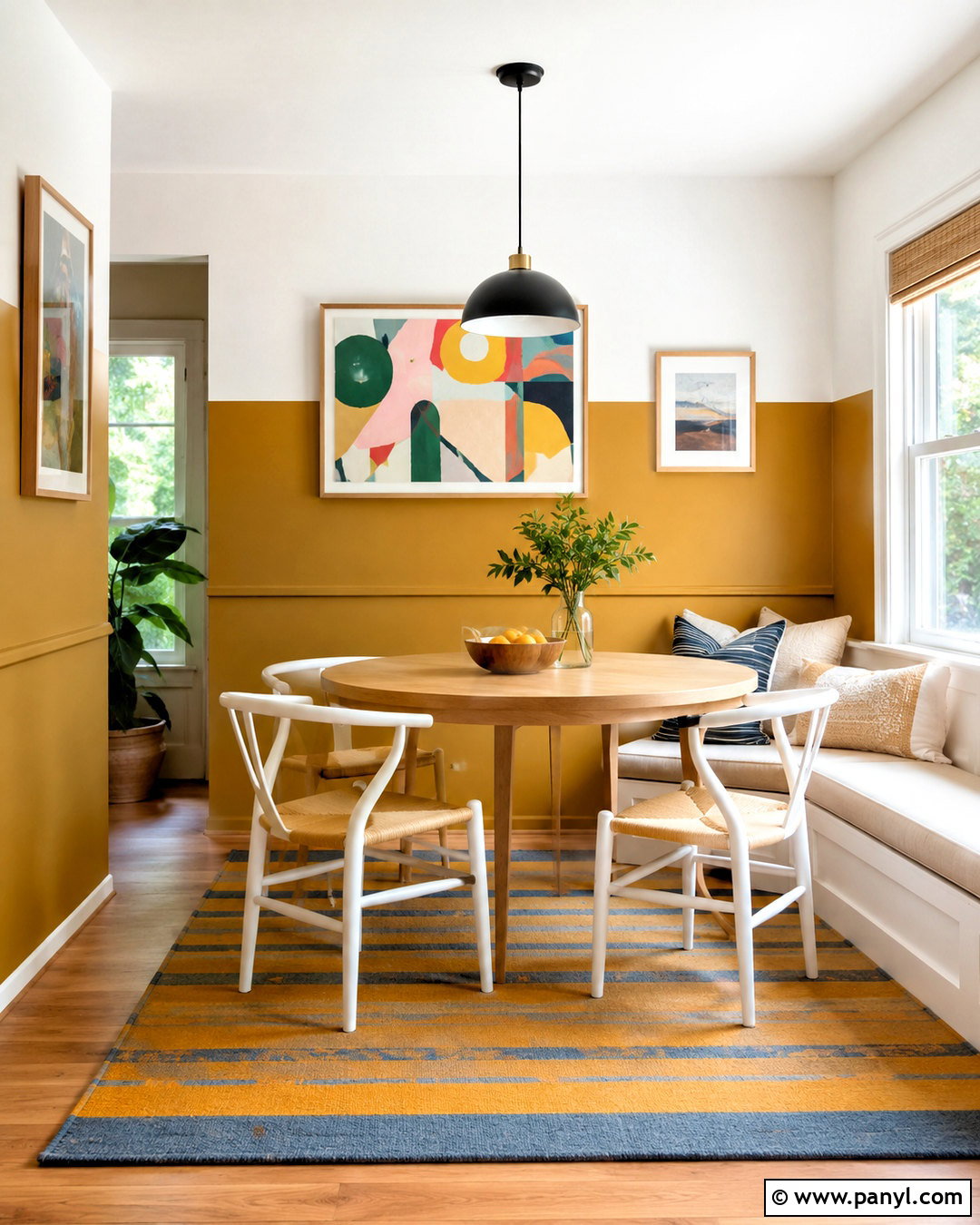 Mustard Half Wall With Warm White - 20 mustard paint color walls