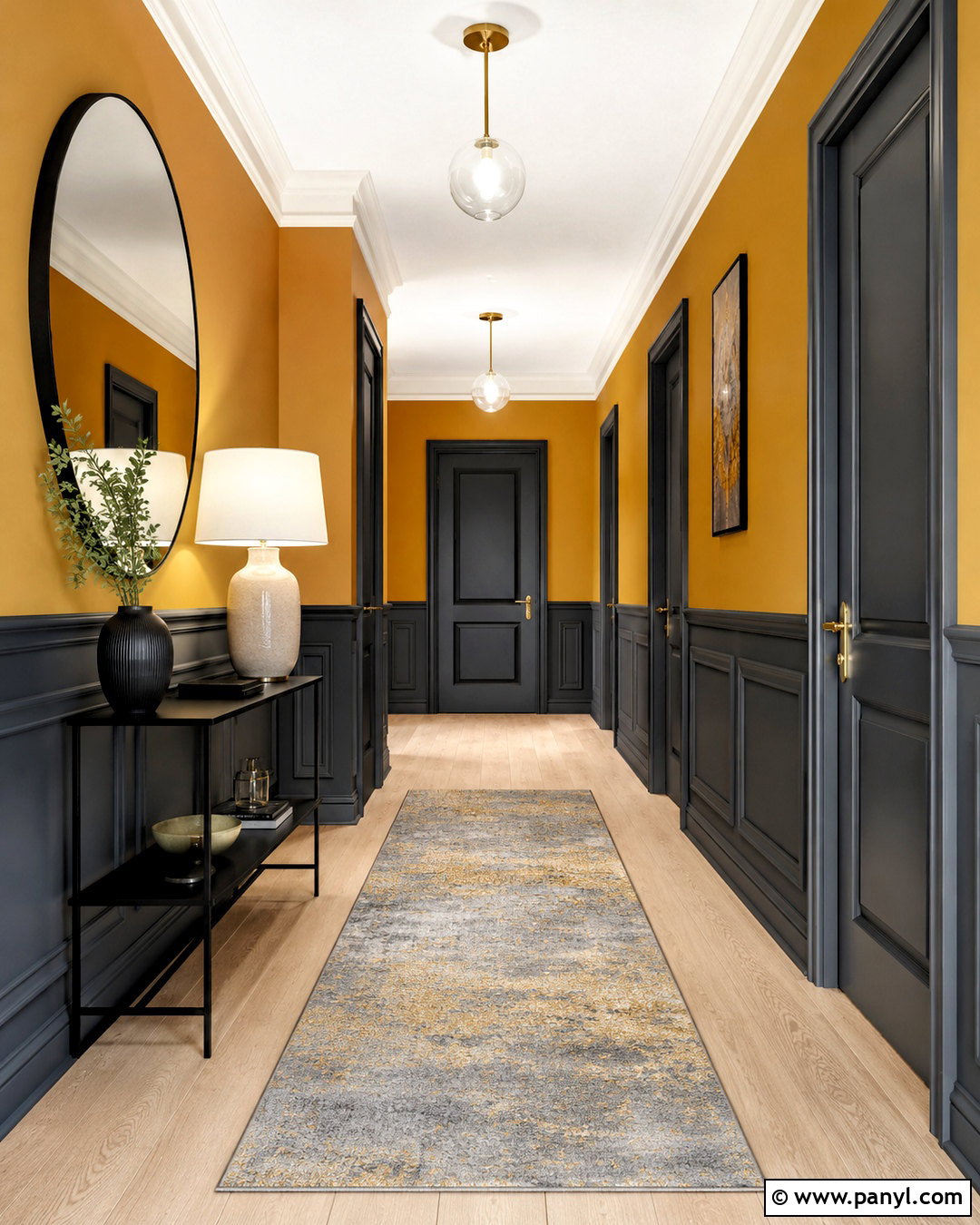 Mustard Hallway With Charcoal Gray - 20 mustard hallway ideas
