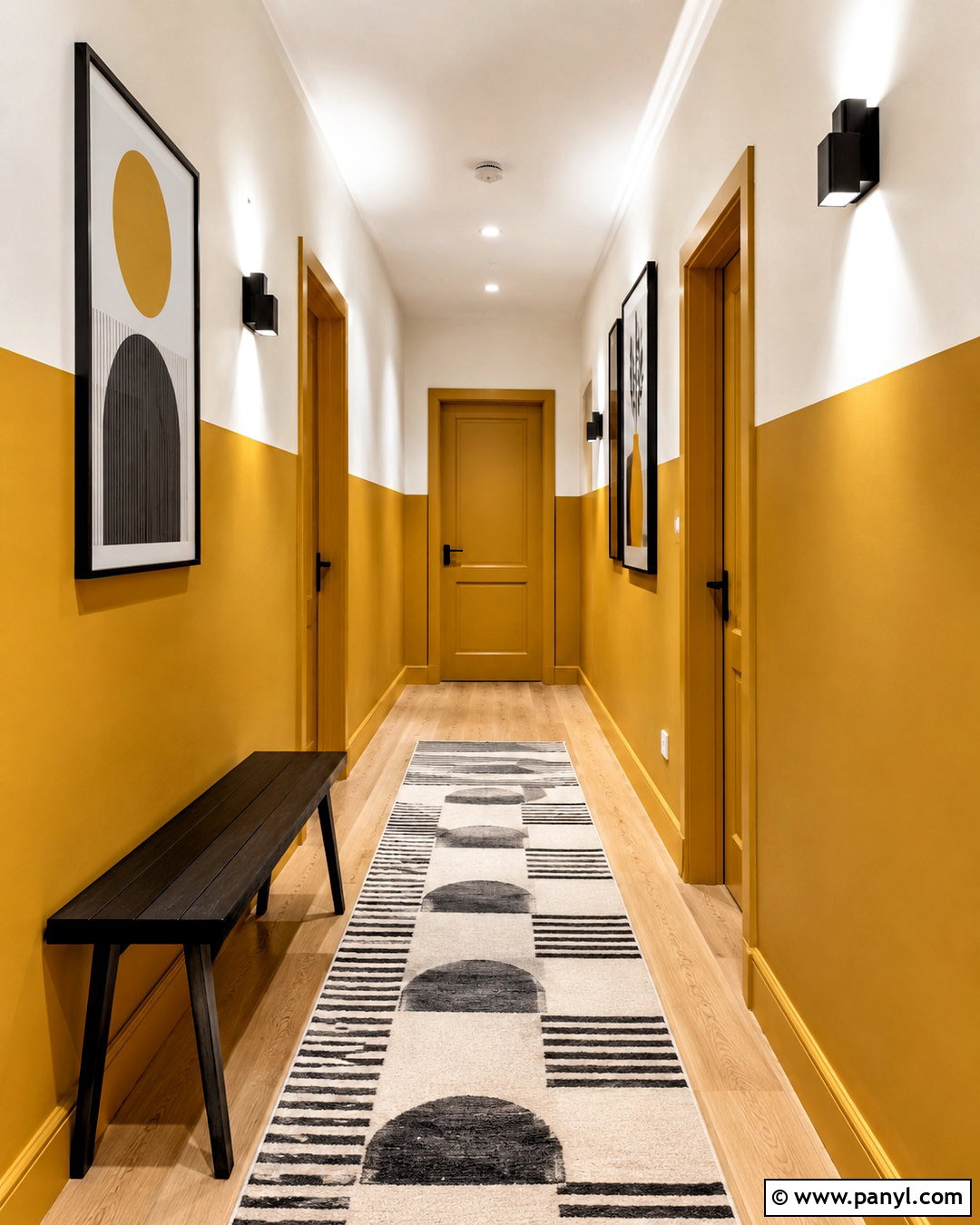 Mustard Hallway With Color Blocking - 20 mustard hallway ideas