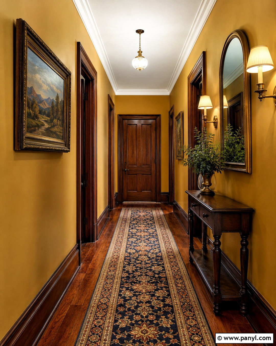 Mustard Hallway With Dark Wood - 20 mustard hallway ideas