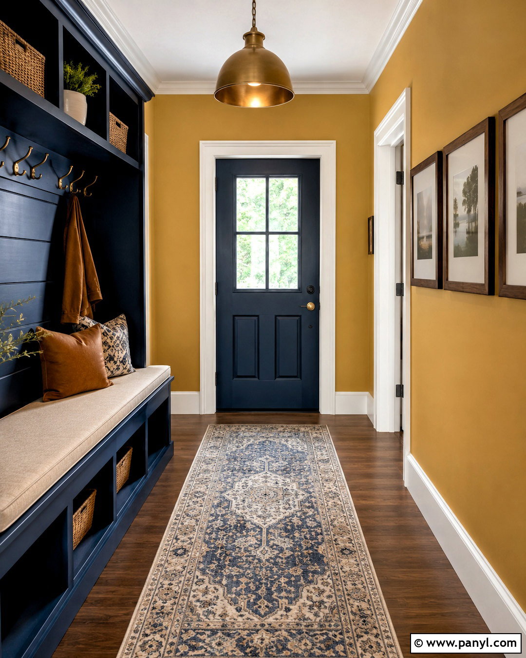 Mustard Hallway With Navy Blue - 20 mustard hallway ideas