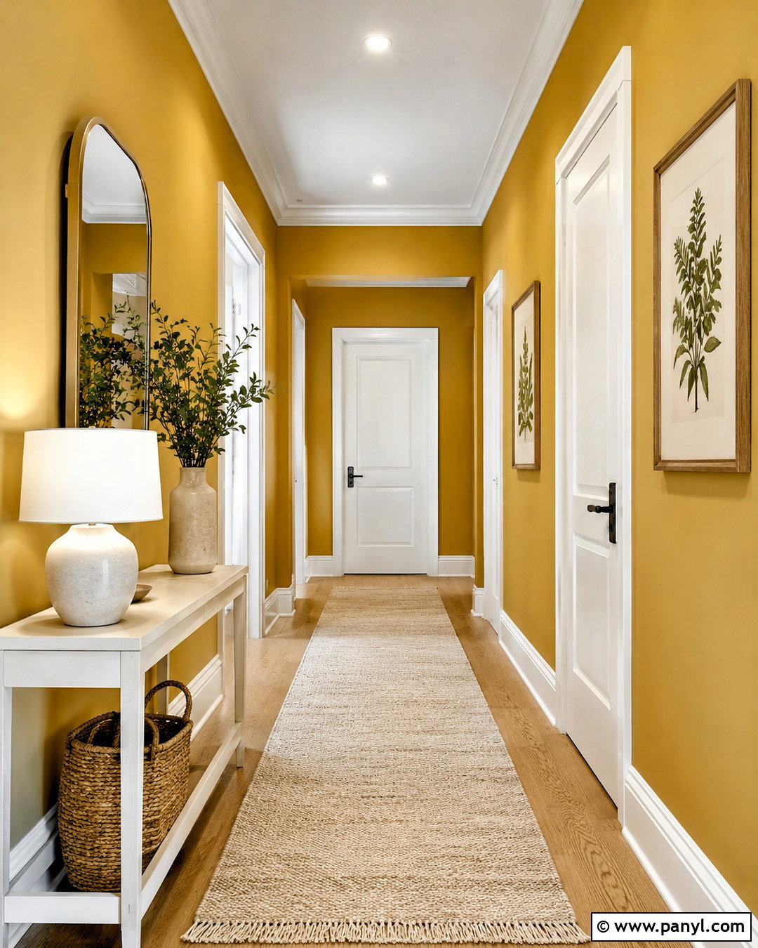 Mustard Hallway With White Trim - 20 mustard hallway ideas
