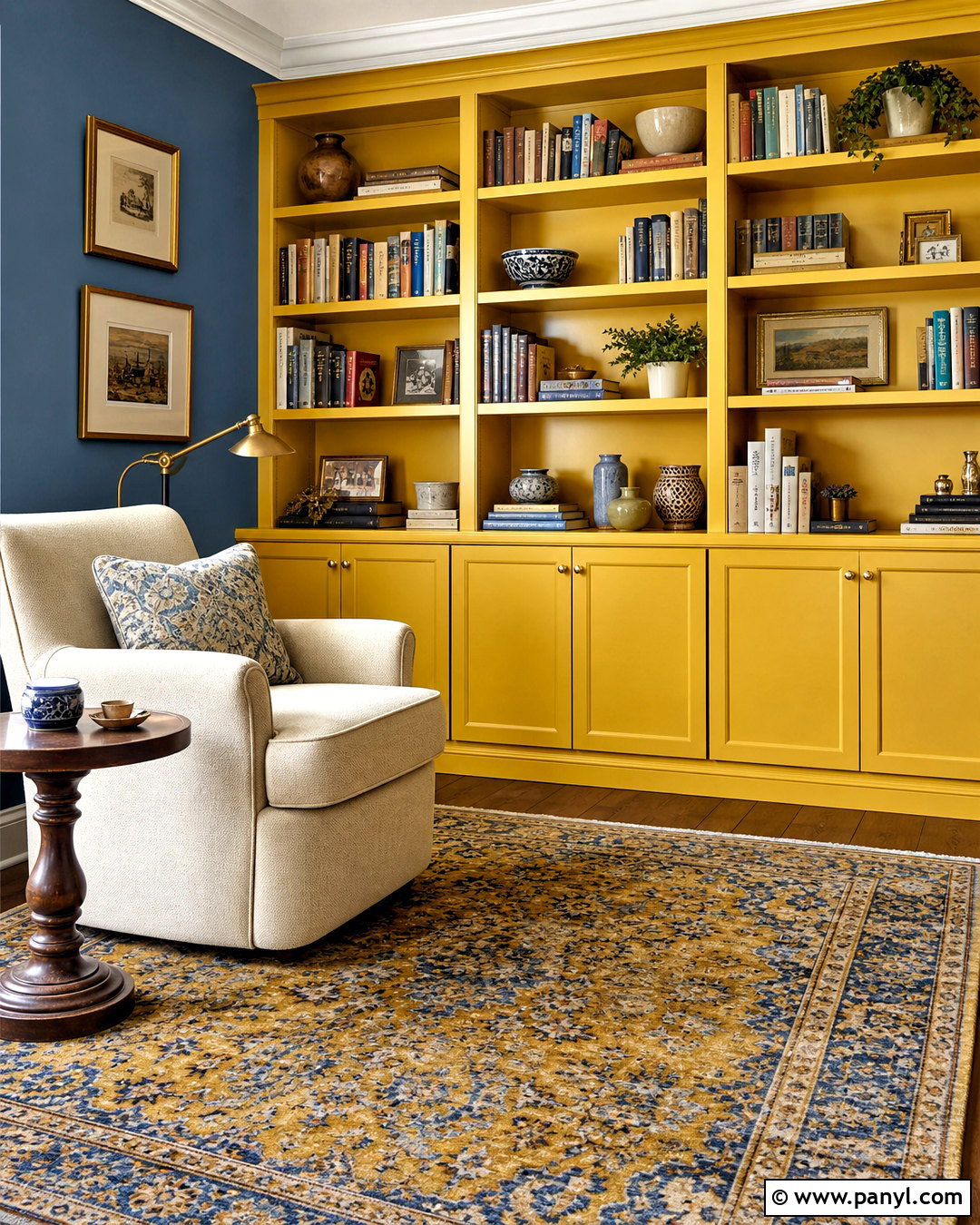 Mustard High Gloss Bookcase - 20 high gloss furniture ideas