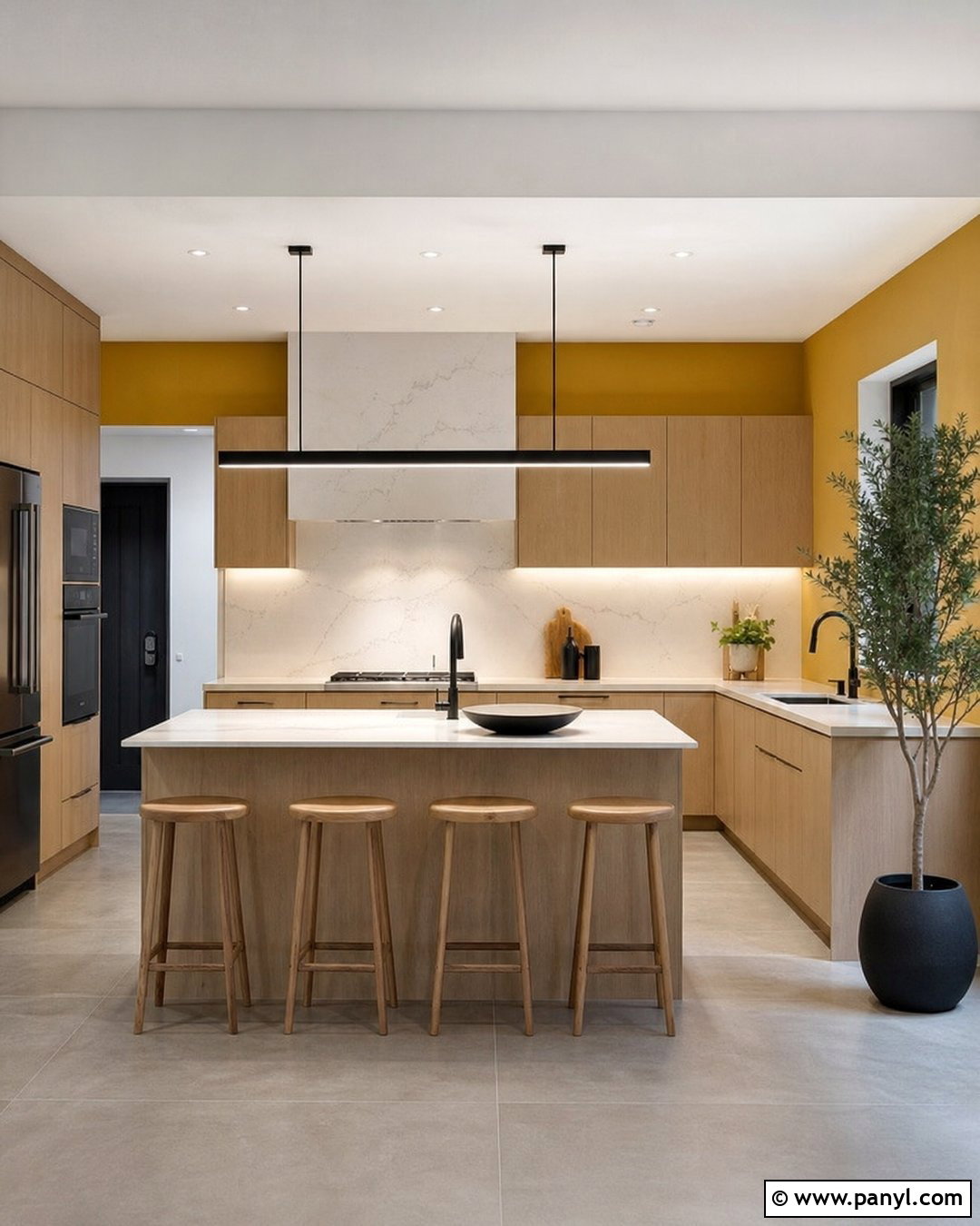 Mustard Kitchen Walls In a Modern Kitchen - 30 mustard kitchen walls