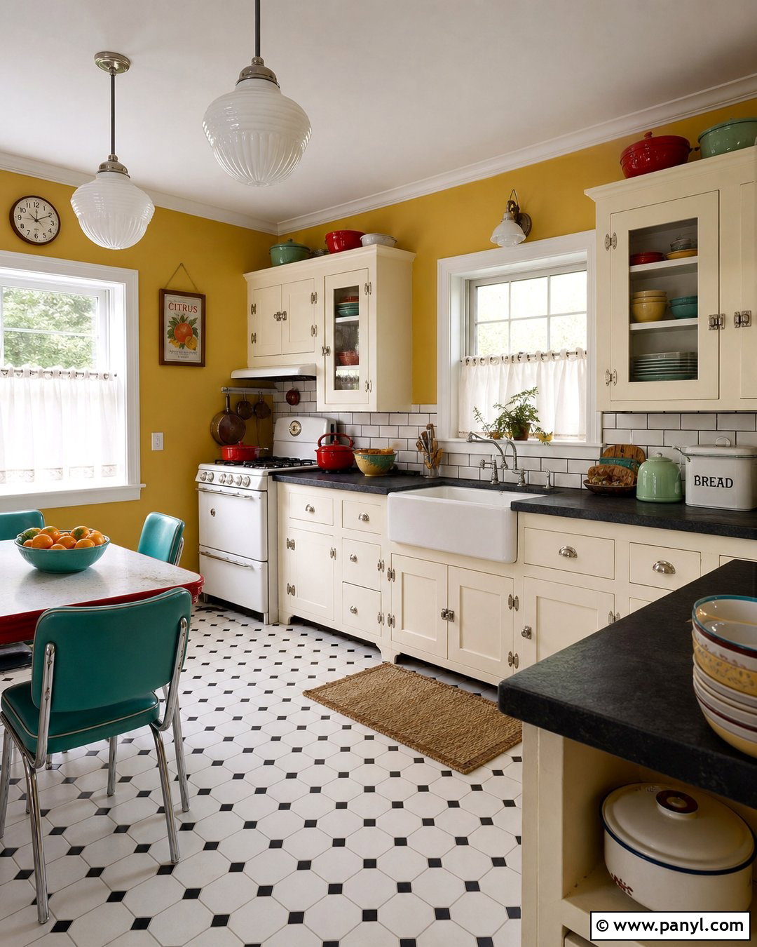 Mustard Kitchen Walls In a Vintage Kitchen - 30 mustard kitchen walls