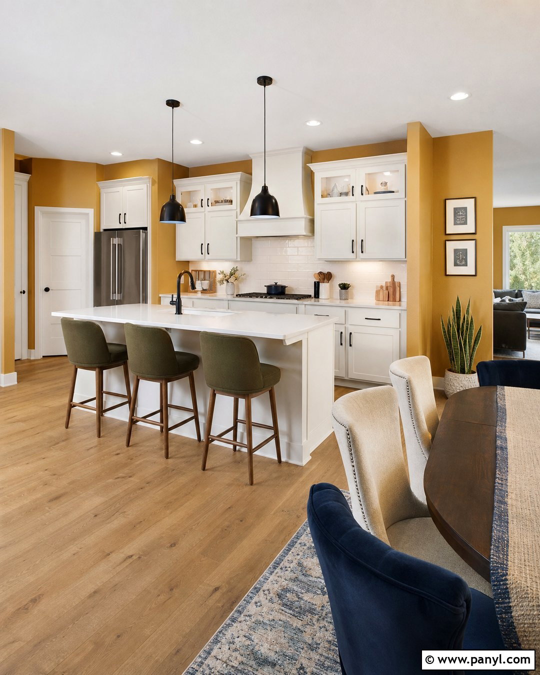 Mustard Kitchen Walls In an Open Concept Kitchen - 30 mustard kitchen walls