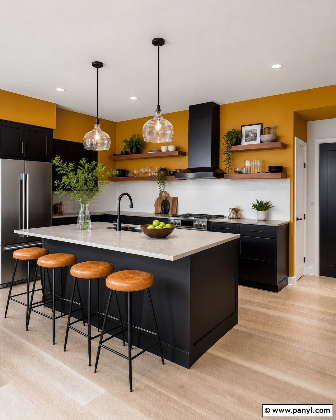 Mustard Kitchen Walls With Black Cabinets - 30 mustard kitchen walls