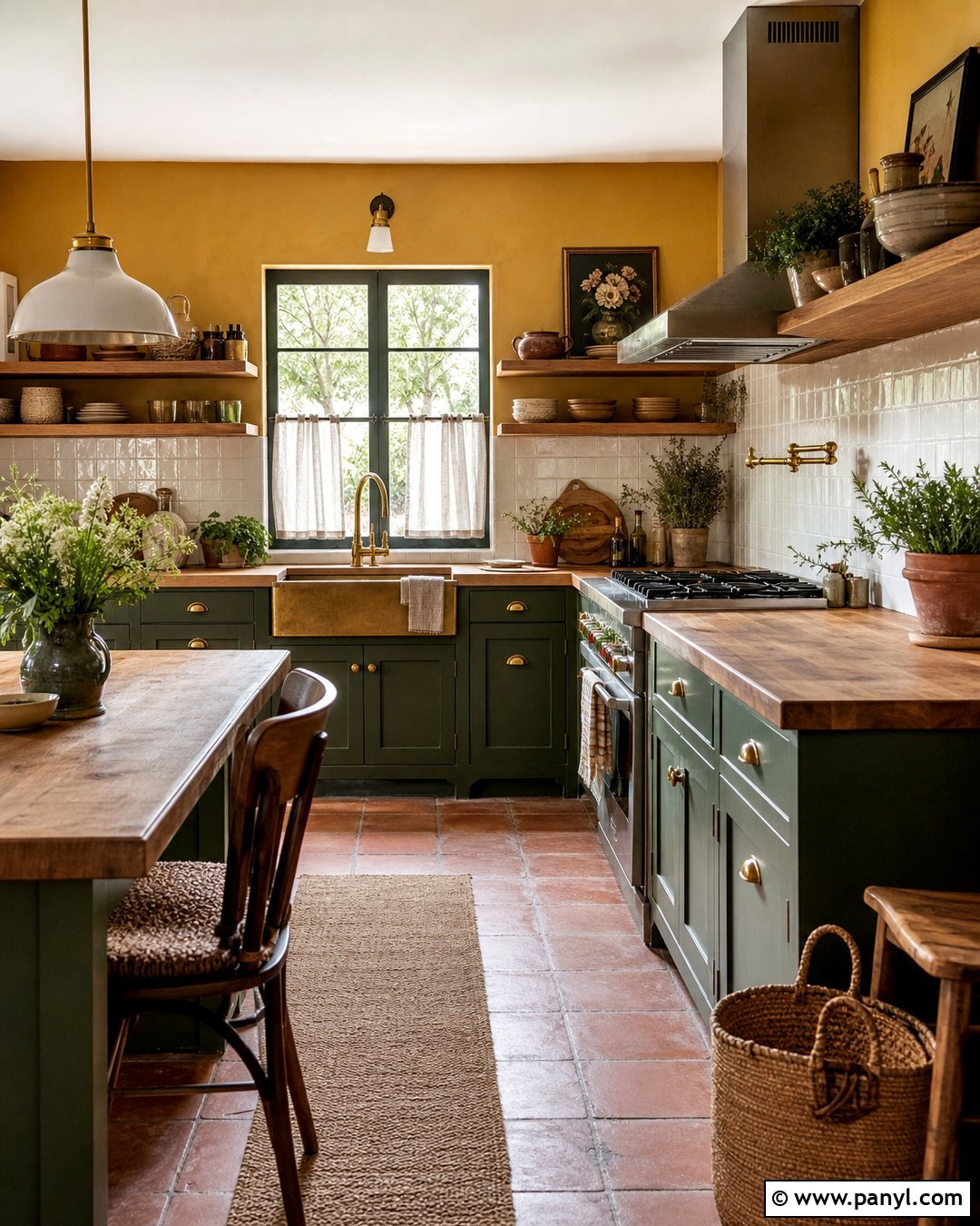 Mustard Kitchen Walls With Green Cabinets - 30 mustard kitchen walls