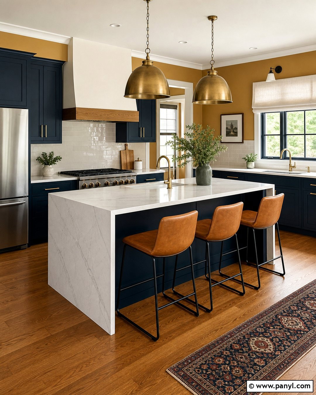Mustard Kitchen Walls With Navy Cabinets - 30 mustard kitchen walls