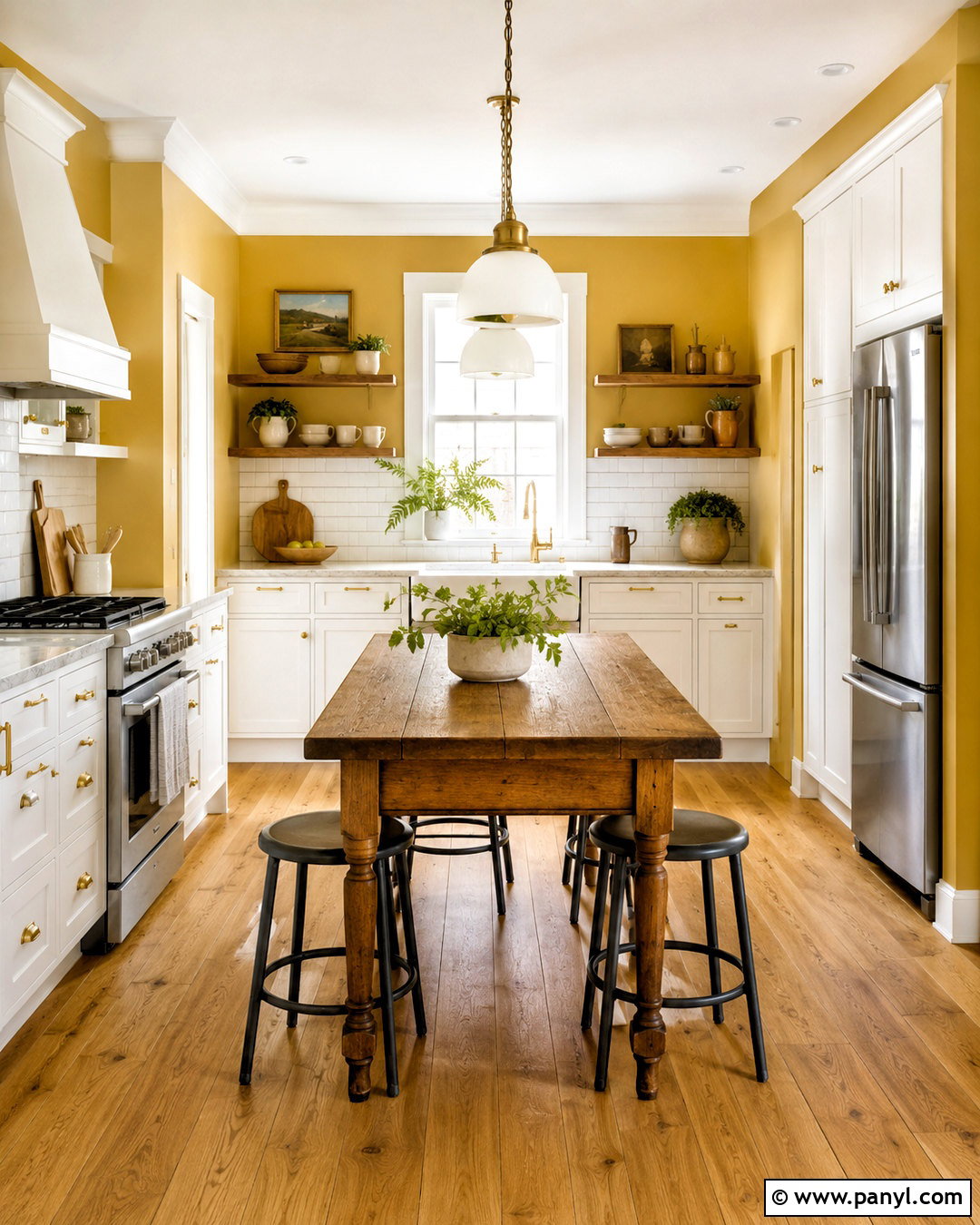 Mustard Kitchen Walls With White Cabinets - 20 mustard paint color walls