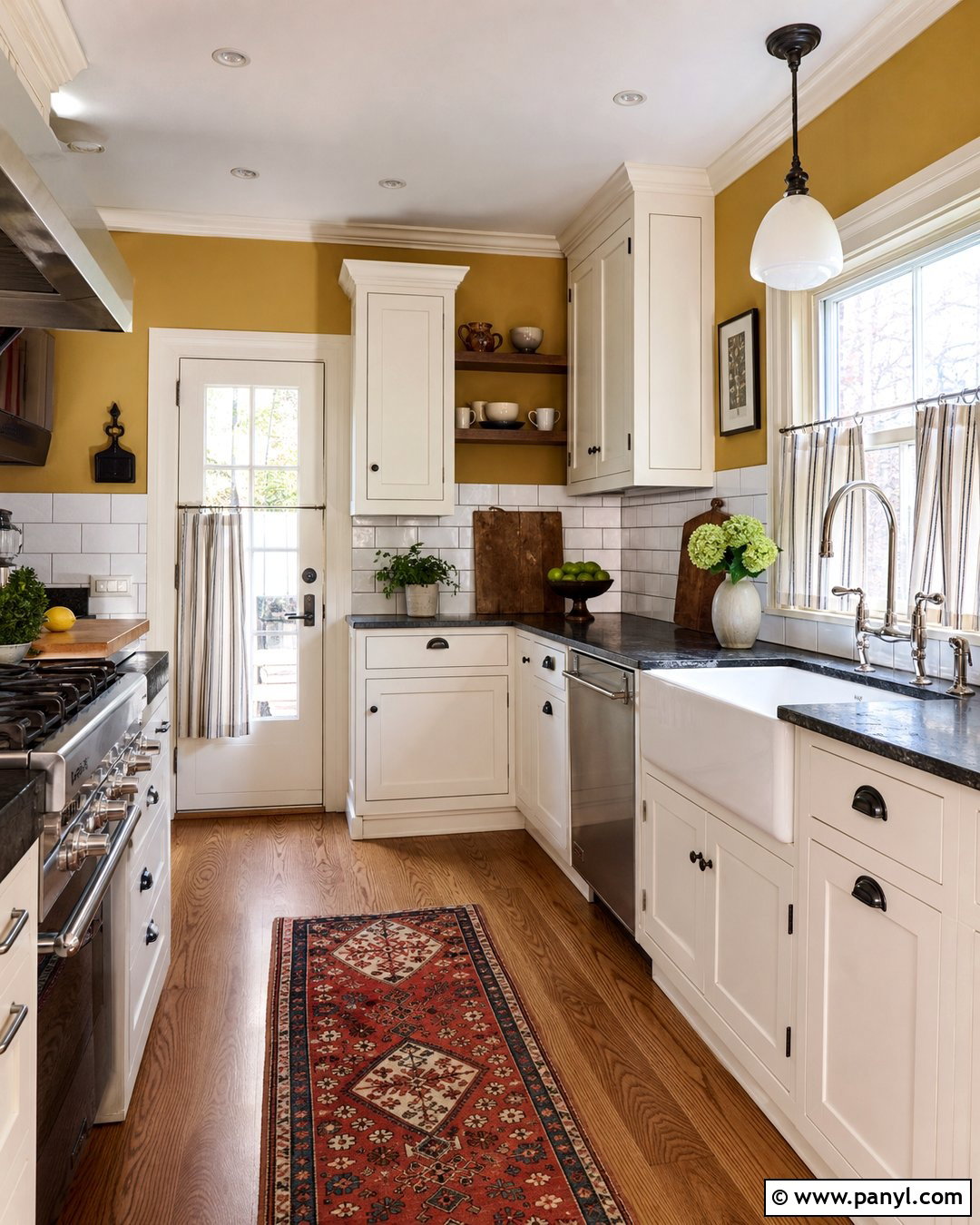 Mustard Kitchen Walls With White Subway Tile - 30 mustard kitchen walls