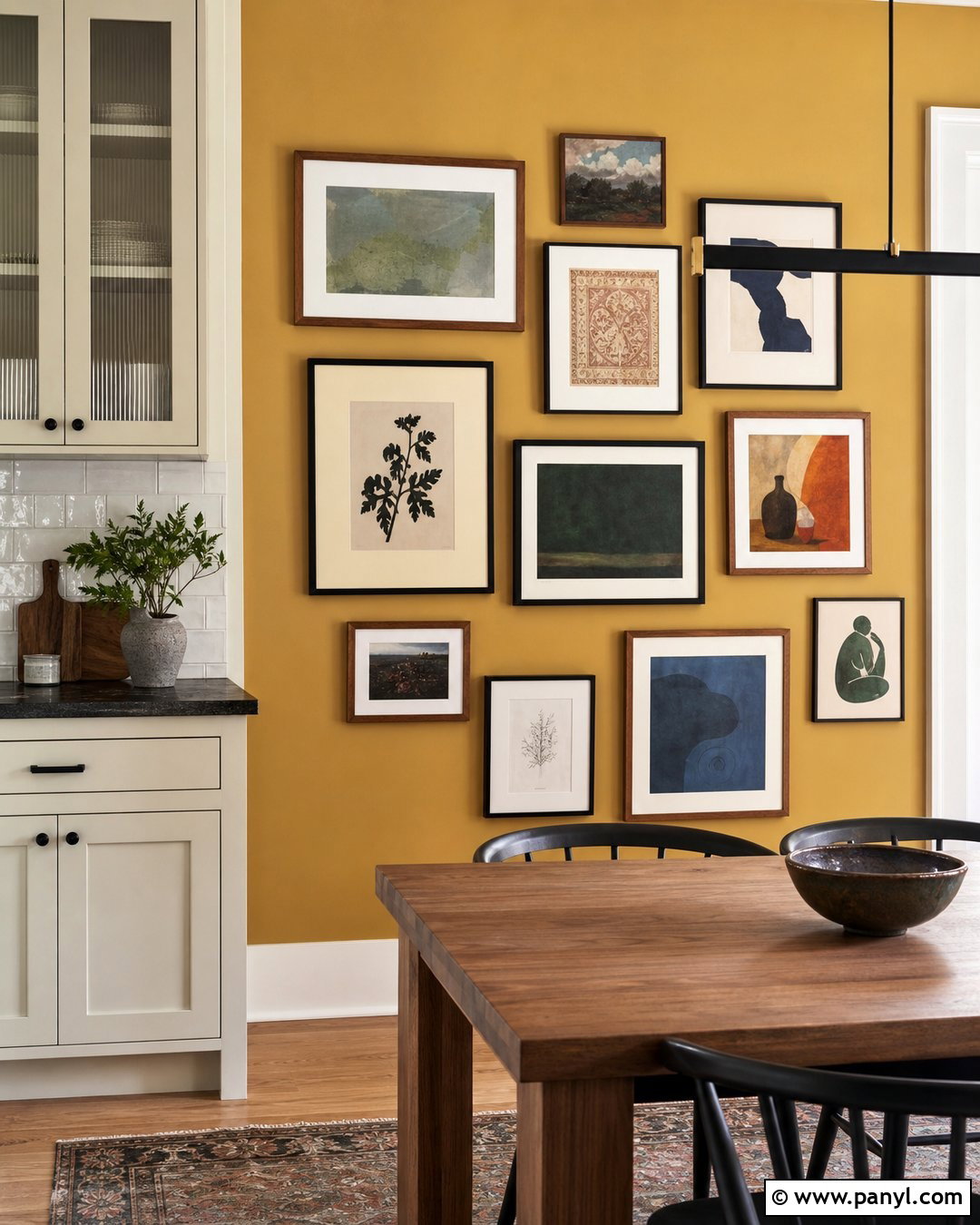 Mustard Kitchen Walls With a Gallery Wall - 30 mustard kitchen walls