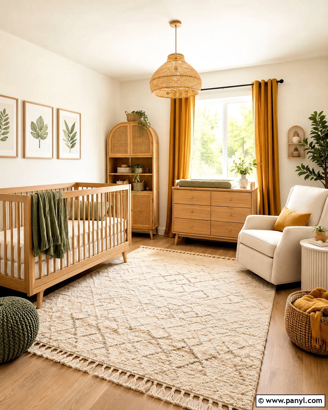 Mustard Nursery With Natural Wood - 20 mustard nursery ideas