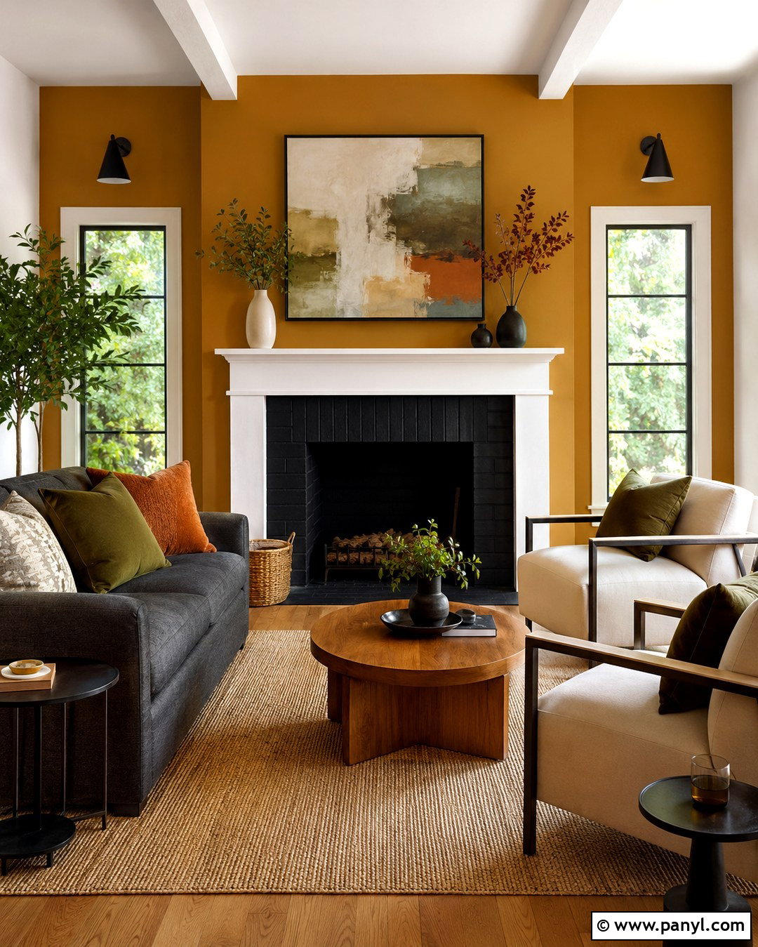 Mustard Ochre Fireplace Wall - 20 Accent Color On Fireplace Wall Ideas
