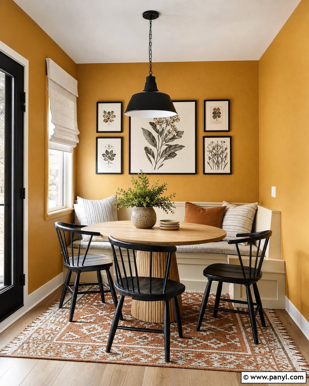 Mustard Orange Peel Dining Nook - 20 Orange Peel Wall Paint Ideas