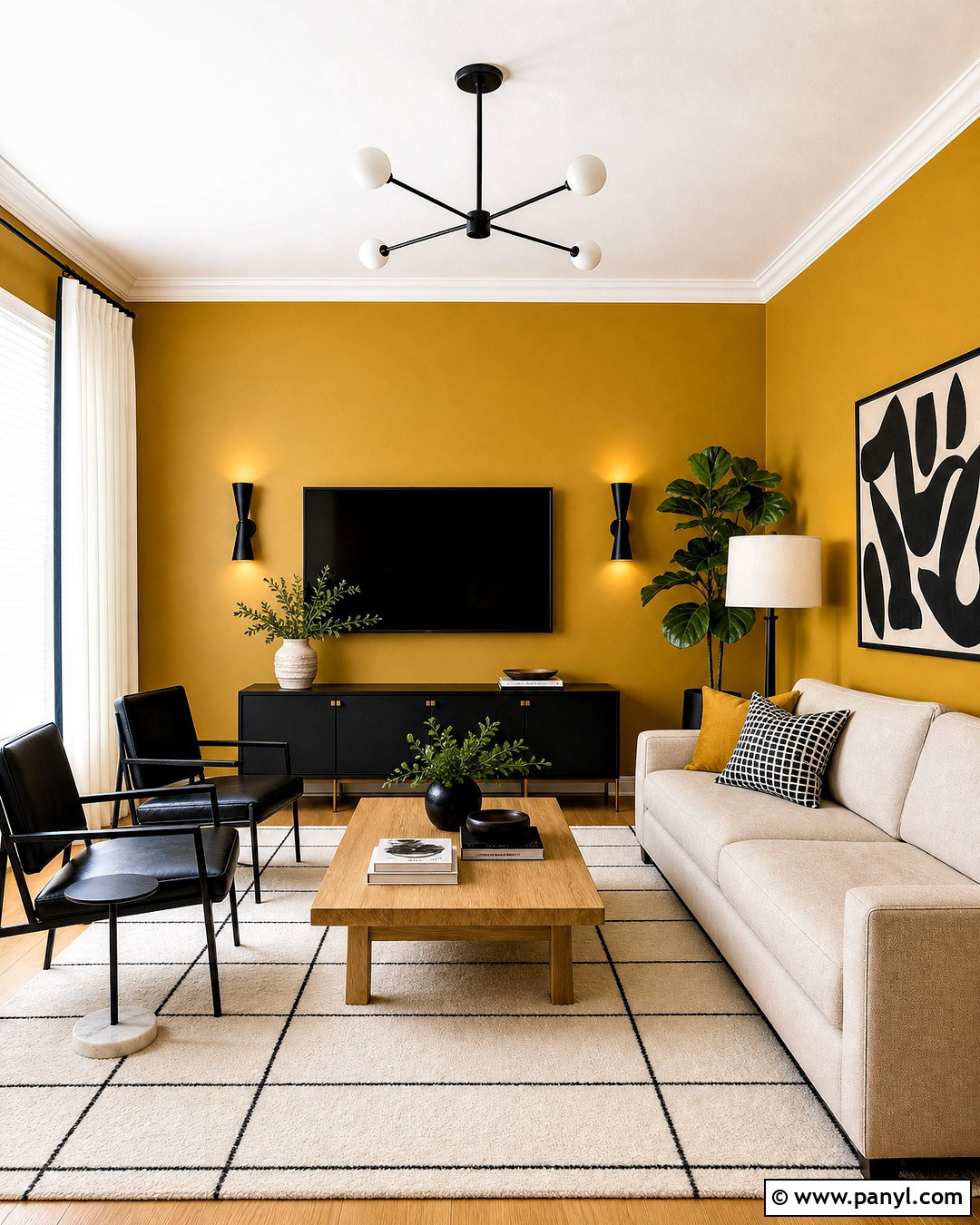 Mustard Walls With Black Accents - 20 mustard walls living room ideas