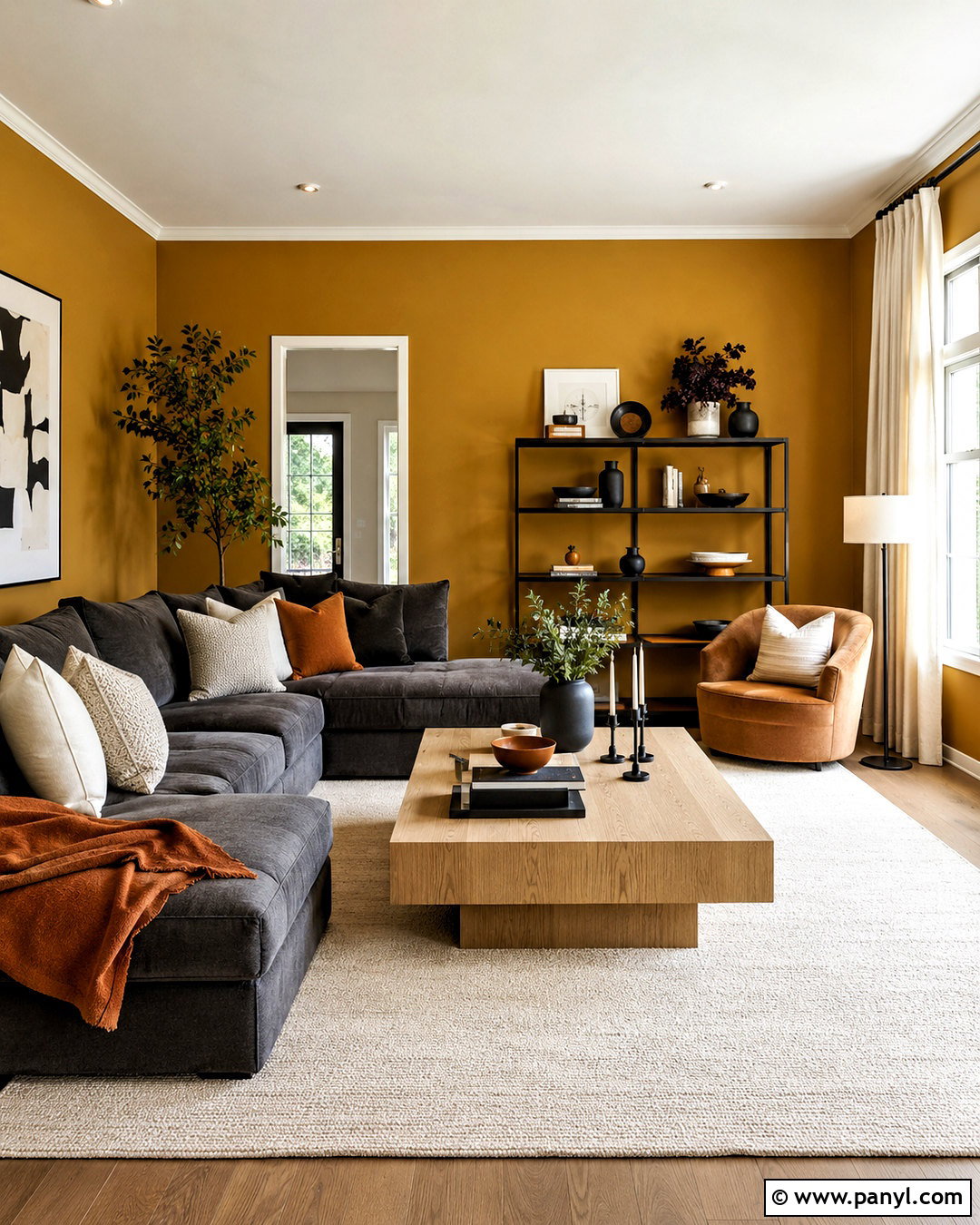 Mustard Walls With Charcoal Gray Furniture - 20 mustard paint color walls