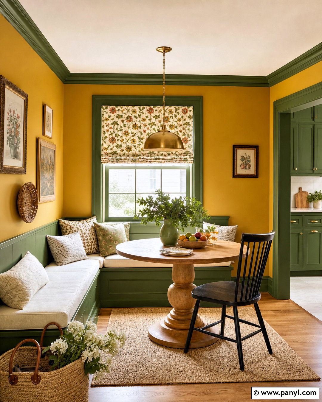Mustard Walls With Deep Green Trim - 20 wall and trim colors ideas