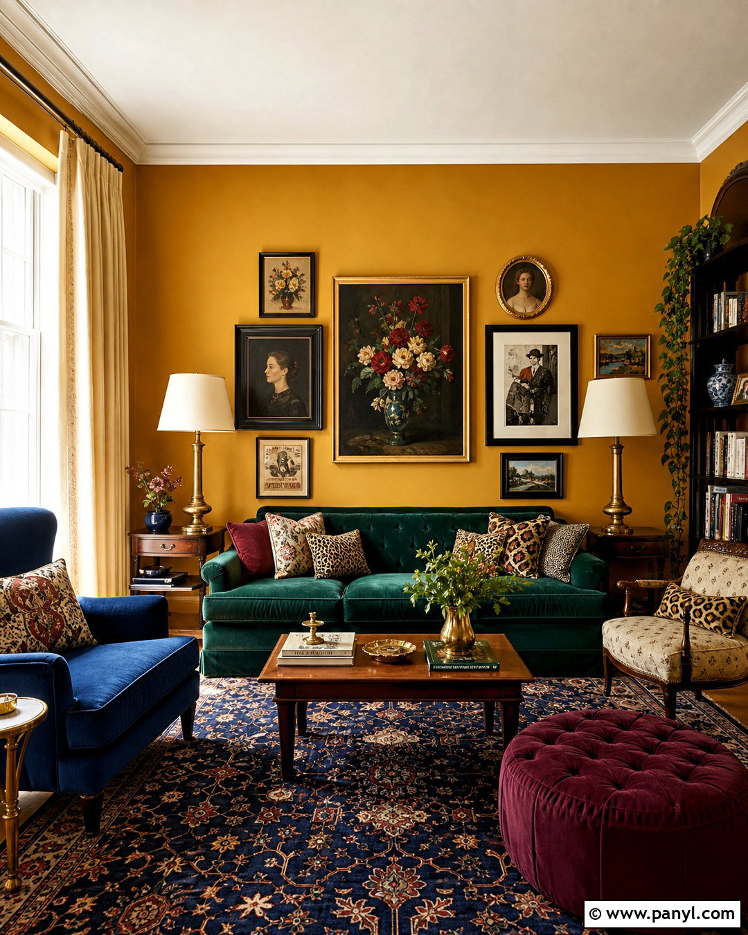 Mustard Walls With Jewel Tone Furniture - 20 mustard walls living room ideas