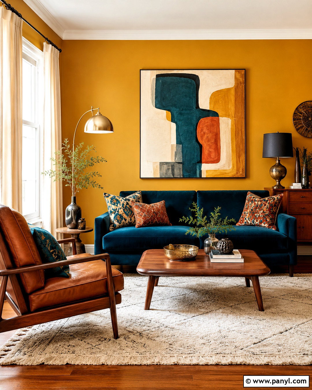 Mustard Walls With Teal Furniture - 20 mustard paint color walls