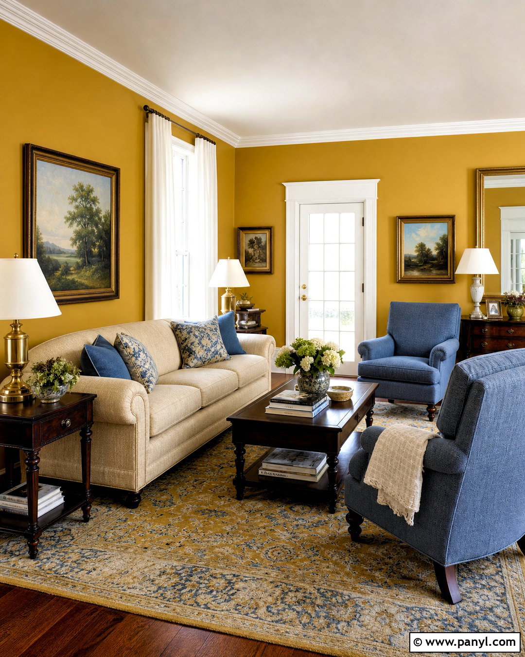 Mustard Walls With White Trim - 20 mustard walls living room ideas