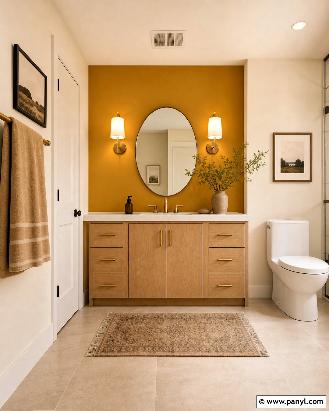 Mustard Yellow Accent Wall Bathroom - 20 mustard yellow bathroom ideas