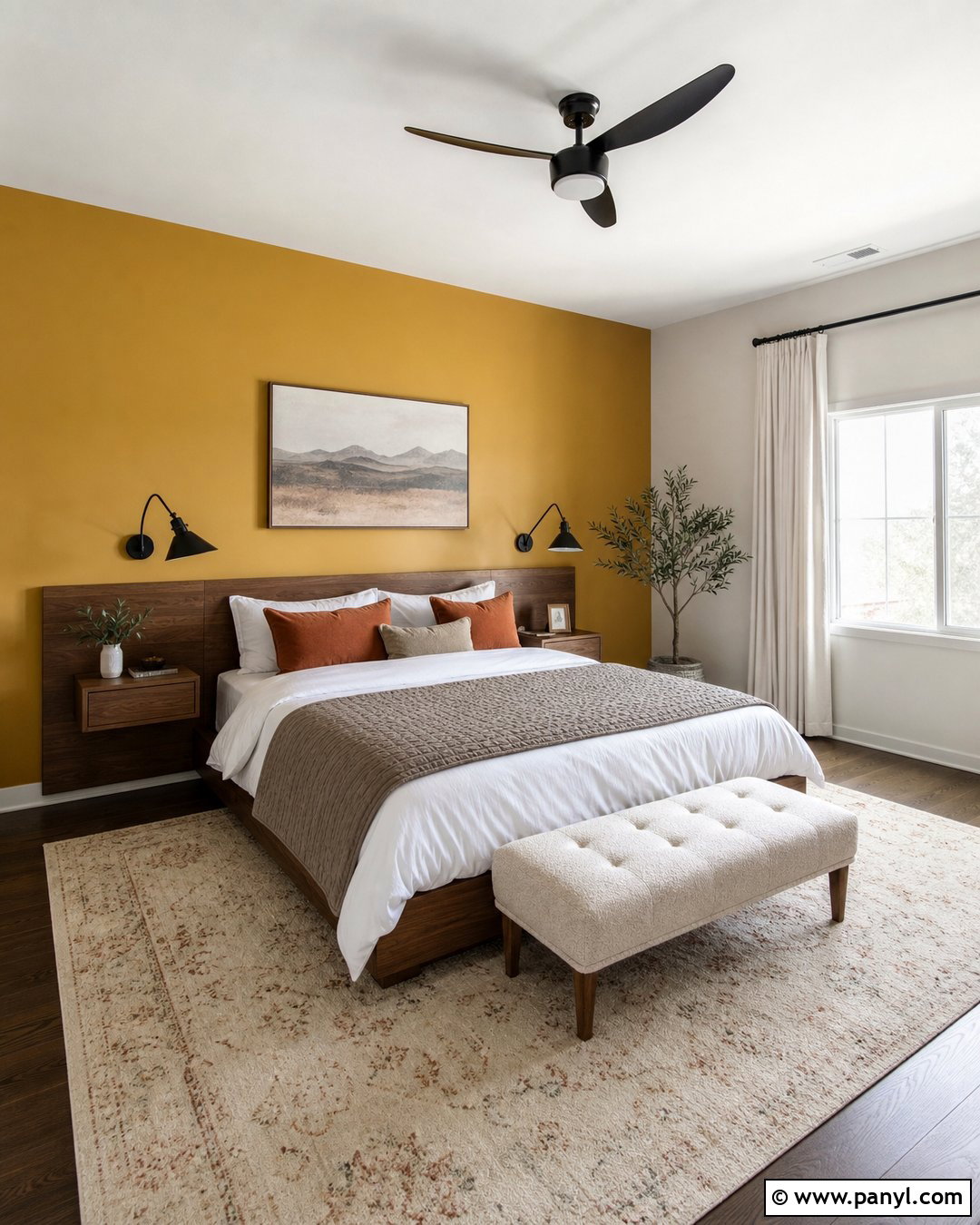 Mustard Yellow Accent Wall Bedroom - 20 Empty Room With Yellow Accent Wall Ideas