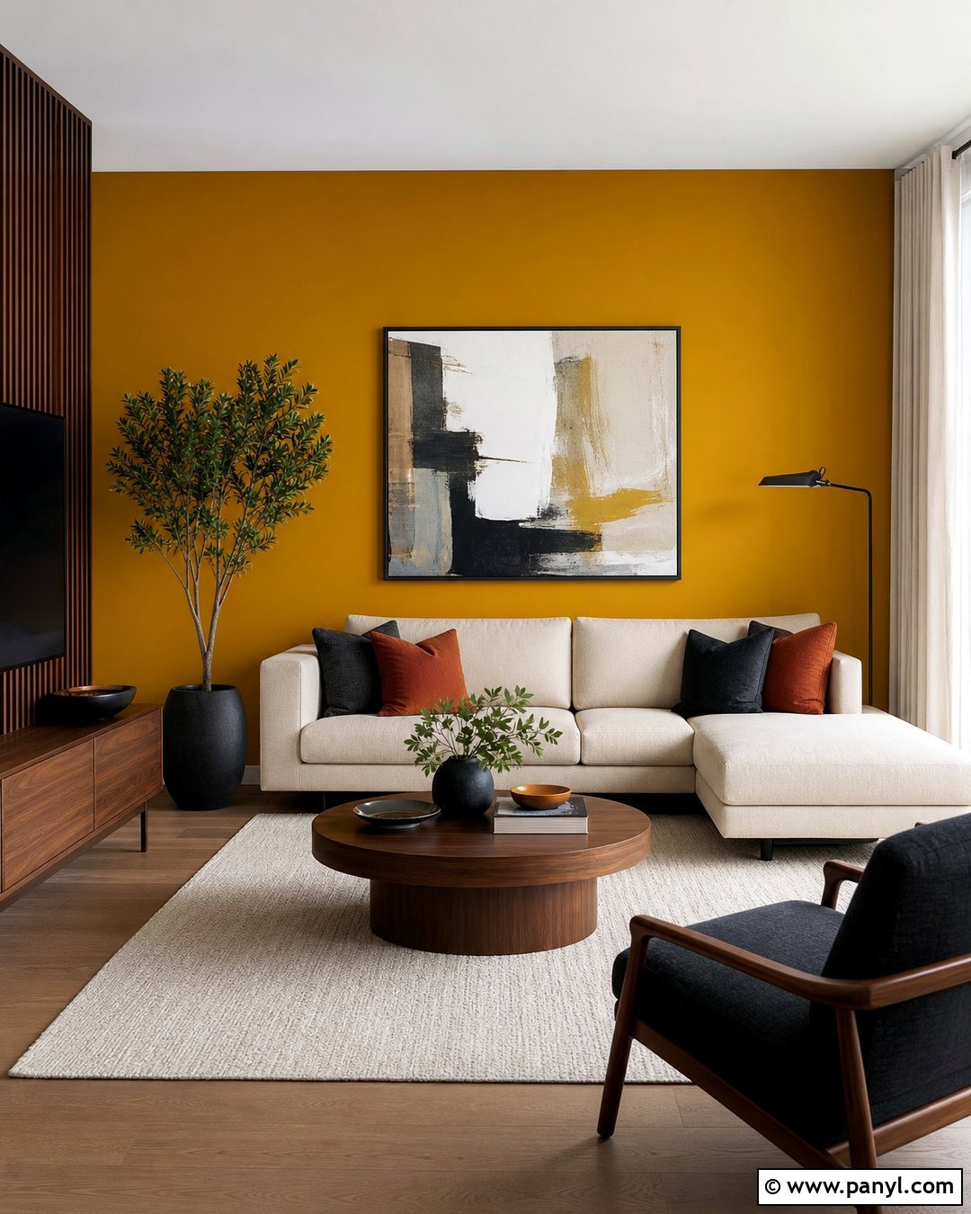 Mustard Yellow Accent Wall Living Room - 20 Contemporary Yellow Accent Wall Ideas