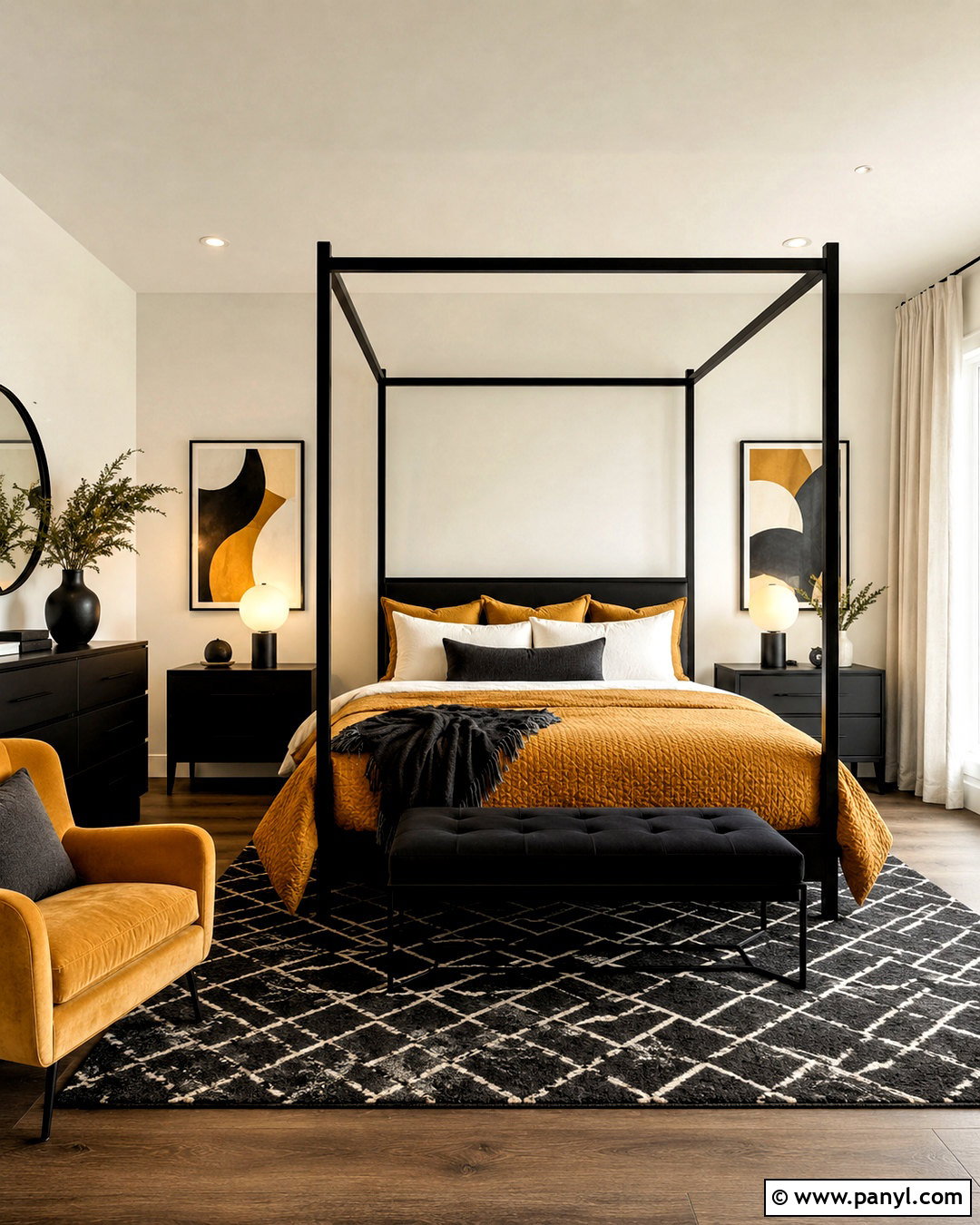 Mustard Yellow And Black Bedroom - 20 mustard yellow bedroom ideas