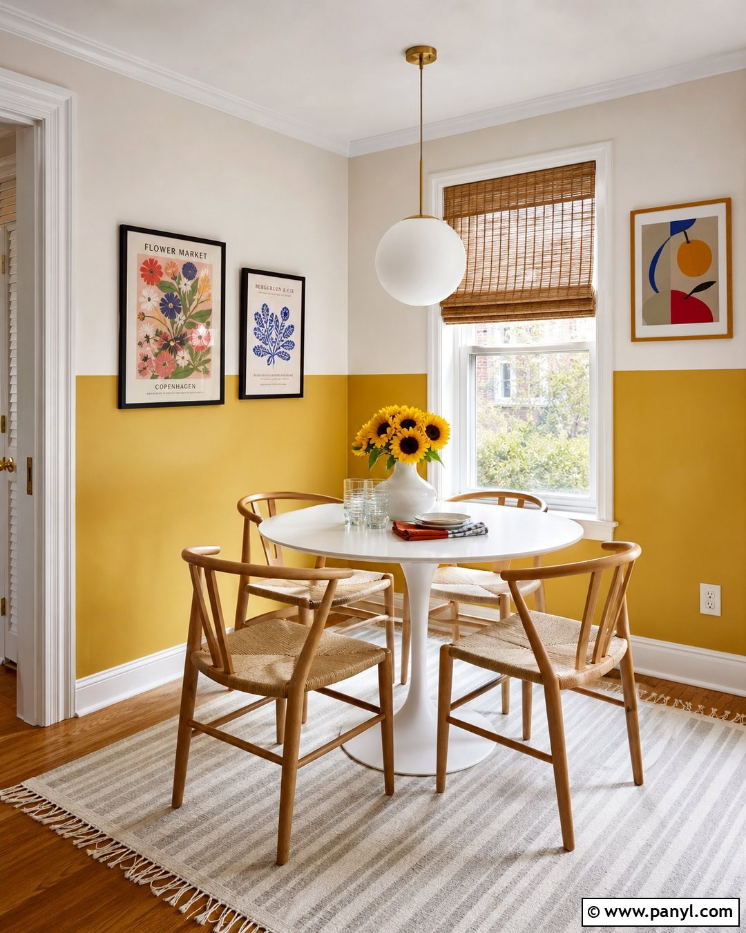 Mustard Yellow And Cream Half Painted Walls - 35 half and half painted walls
