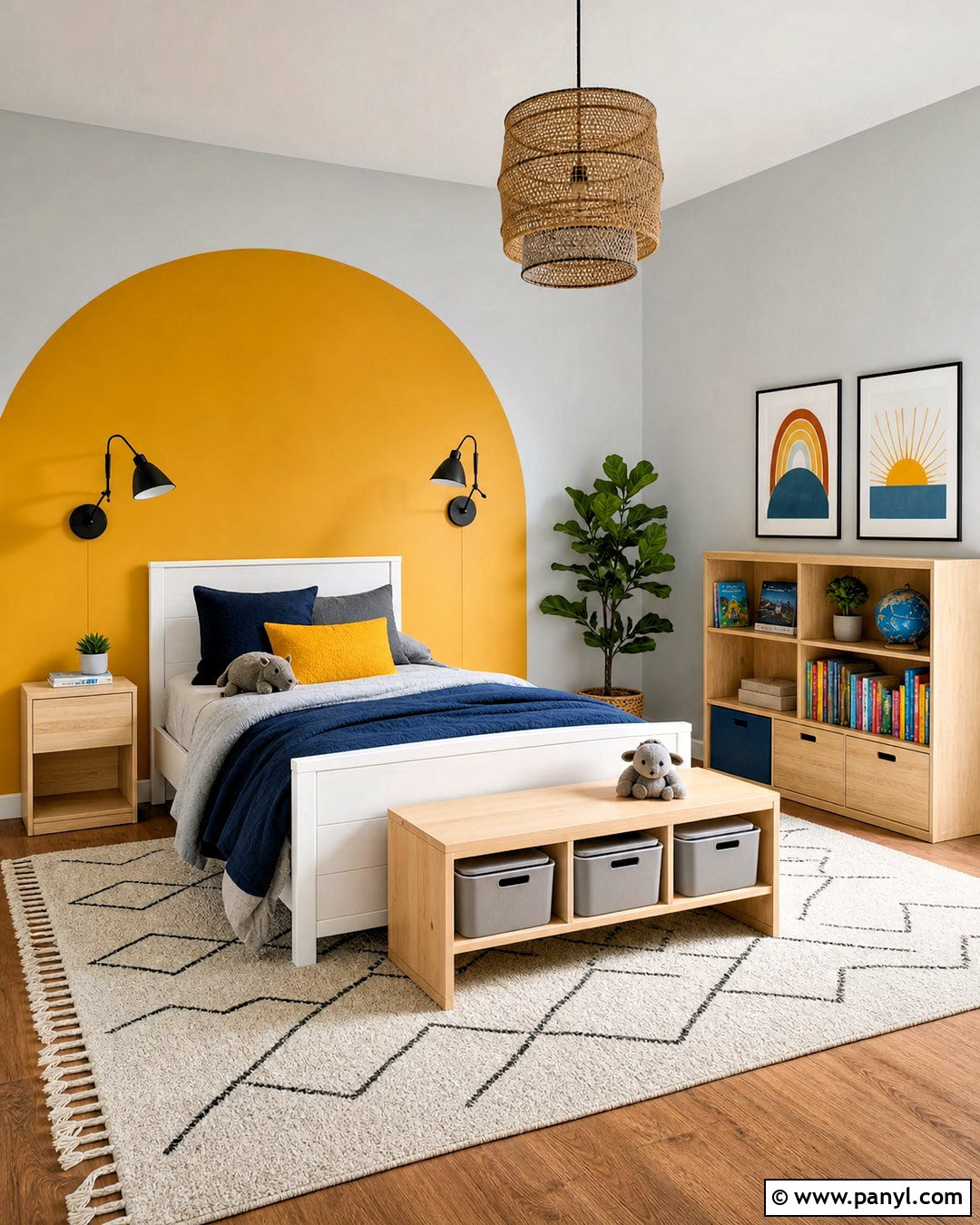 Mustard Yellow And Gray Kids Room Walls - 20 two color wall ideas