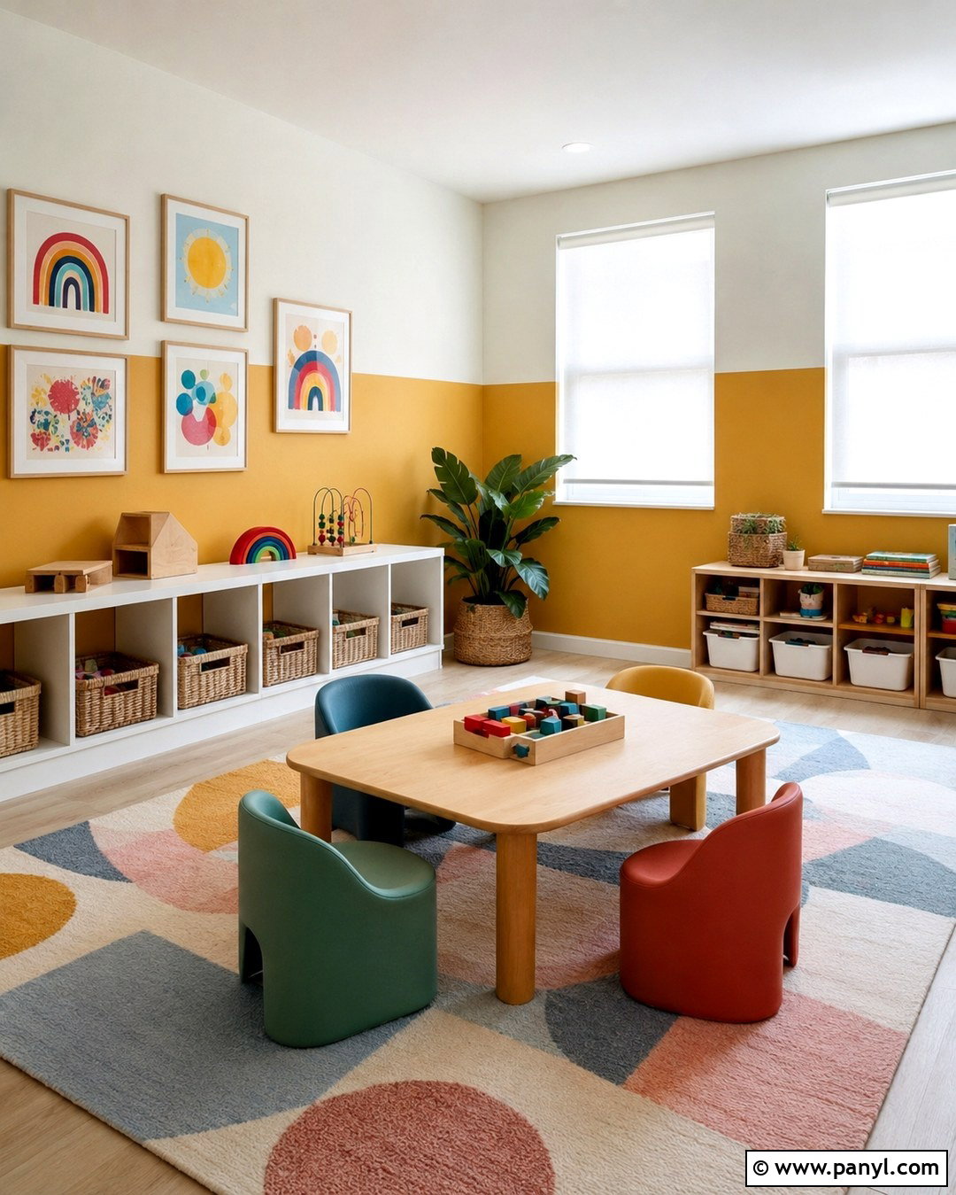 Mustard Yellow And Ivory Half-Painted Playroom - 20 Room Painted Half And Half Ideas