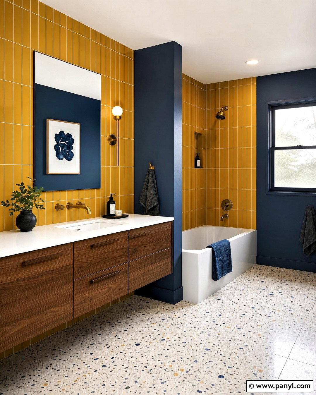 Mustard Yellow And Navy Bathroom - 20 mustard yellow bathroom ideas