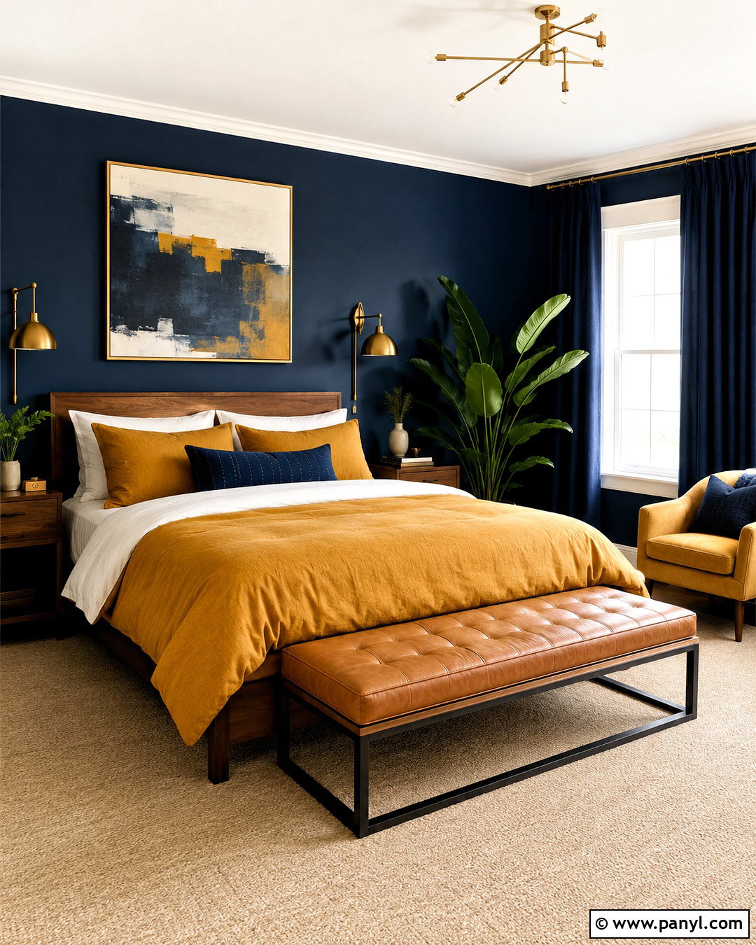 Mustard Yellow And Navy Bedroom - 20 mustard yellow bedroom ideas