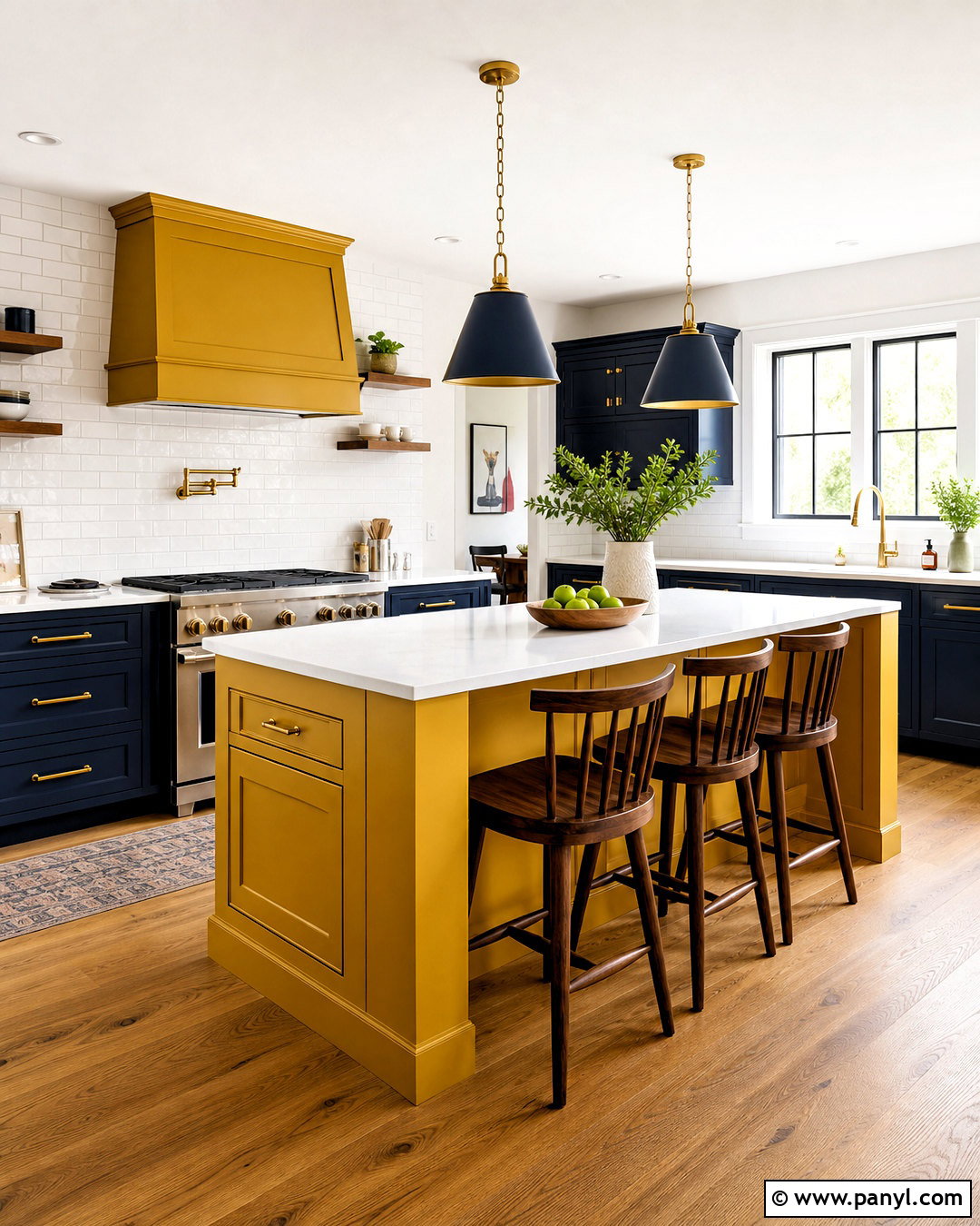 Mustard Yellow And Navy Blue Kitchen - 20 yellow kitchen color scheme ideas