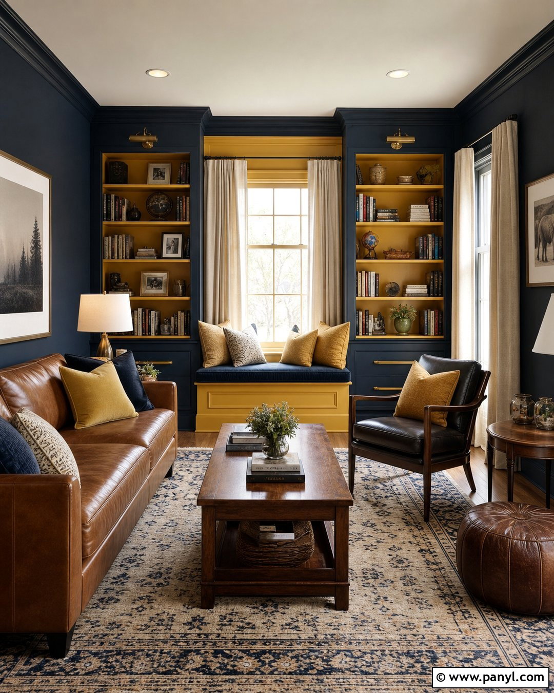 Mustard Yellow And Navy Blue Walls - 25 Wall Paint Color Combination Ideas