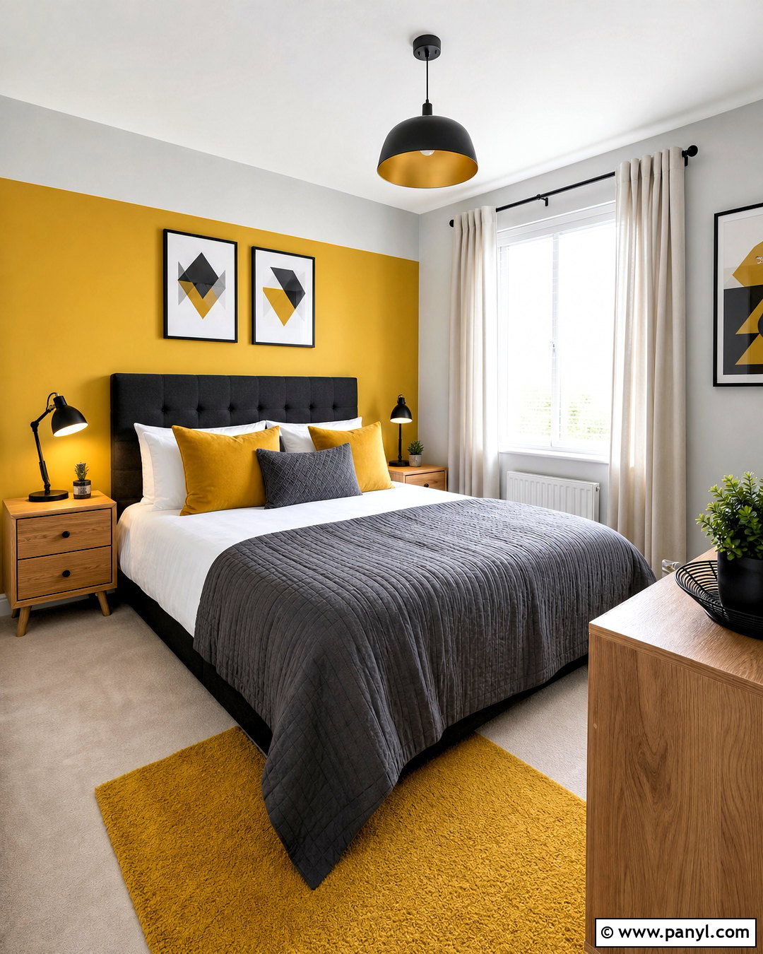 Mustard Yellow And Pale Gray Bedroom Walls - 20 bedroom wall colour combination ideas
