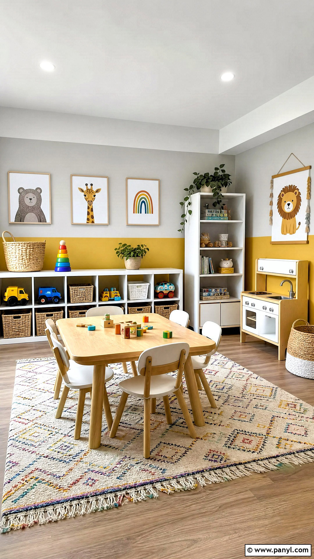 Mustard Yellow And Pale Gray Playroom Walls - 20 2 color wall paint ideas