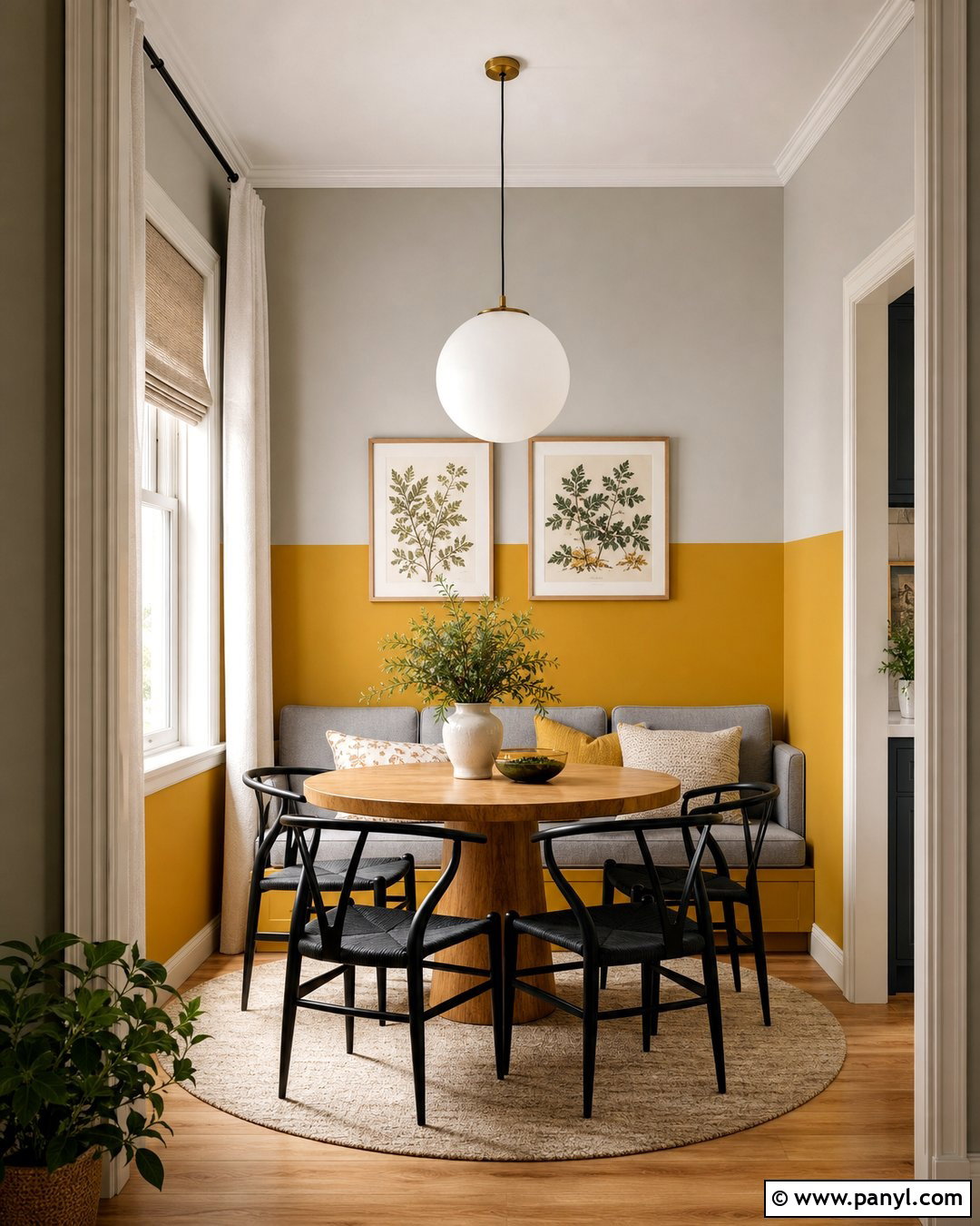 Mustard Yellow And Pale Gray Two Tone Wall - 35 2 Tone Wall Paint Ideas